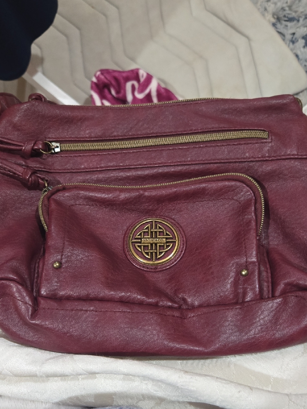 Stone & Co. Burgundy Leather Crossbody Bag